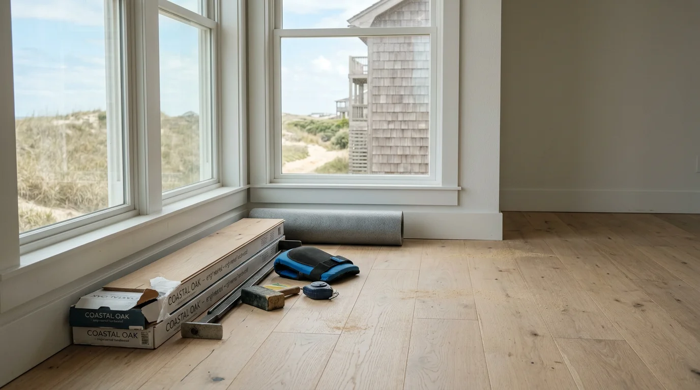 New flooring installed in a home on Hatteras Island
